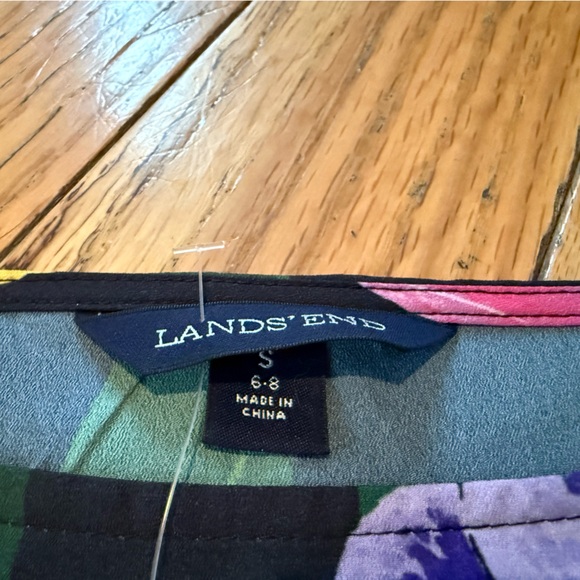 Lands’ End Black Multicolored Floral Dress Short Sleeve Womens Size S (6-8) NWOT - Picture 6 of 14